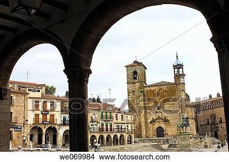 St. Martin's church (14th-16th century) in Main Square, Trujillo. Caceres province, Extremadura, Spain View Large Photo Image Picture - St. Martin's church (14th-16th century) in Main Square, Trujillo. Caceres province, Extremadura, Spain. Fotosearch
