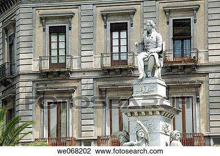 Statue of Vincenzo Bellini on the Piazza Stesicoro. Catania. Sicily. Italy View Large Photo Image Stock Image - Statue of Vincenzo Bellini on the Piazza Stesicoro. Catania. Sicily. Italy. Fotosearch