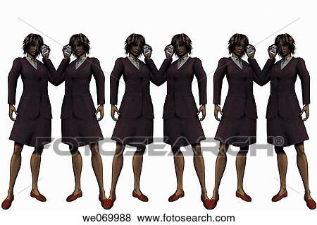 String of paperdoll businesswomen using cell phones View Large Photo Image Stock Photo - String of paperdoll businesswomen using cell phones. Fotosearch