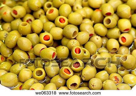 Stuffed olives at La Boqueria market, Barcelona. Catalonia, Spain View Large Photo Image Stock Photo - Stuffed olives at La Boqueria market, Barcelona. Catalonia, Spain. Fotosearch