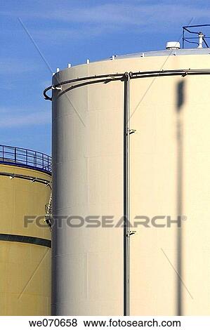 Tanks in industrial complex, Portes-l? s-Valence. France View Large Photo Image Stock Photo - Tanks in industrial complex, Portes-l? s-Valence. France. Fotosearch