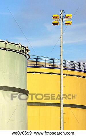 Tanks in industrial complex, Portes-l? s-Valence. France View Large Photo Image Stock Photo - Tanks in industrial complex, Portes-l? s-Valence. France. Fotosearch