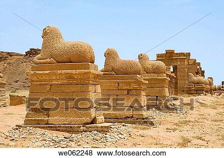Temple of Amun lined by rams in Naga, remnants of the Meroitic civilization. Upper Nubia, River Nile state, Sudan View Large Photo Image Stock Photo - Temple of Amun lined by rams in Naga, remnants of the Meroitic civilization. Upper Nubia, River Nile state, Sudan. Fotosearch