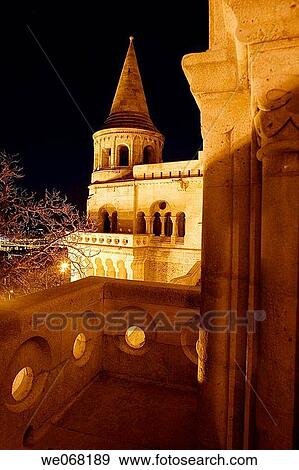 The Fishermen Bastion on Buda Castle Hill at night. Budapest. Hungary View Large Photo Image Stock Photo - The Fishermen Bastion on Buda Castle Hill at night. Budapest. Hungary. Fotosearch