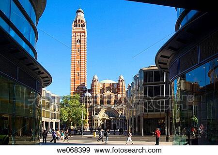 UK, England, London, Victoria, Westminster cathedral from shopping mall View Large Photo Image Stock Photo - UK, England, London, Victoria, Westminster cathedral from shopping mall. Fotosearch