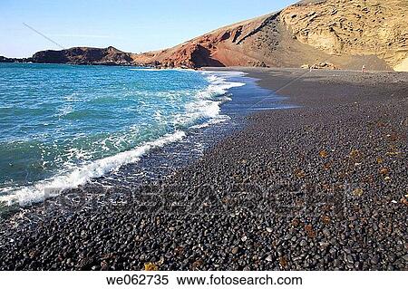 Volcanic beach, El Golfo. Lanzarote, Canary Islands, Spain View Large Photo Image Stock Photography - Volcanic beach, El Golfo. Lanzarote, Canary Islands, Spain. Fotosearch
