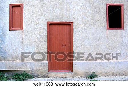 Stock Photo - Wooden door and windows. Fotosearch