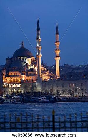 Yeni mosque in the evening, Istanbul. Turkey View Large Photo Image Stock Photograph - Yeni mosque in the evening, Istanbul. Turkey. Fotosearch