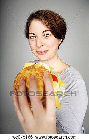 appetite, burger, brunette, addiction View Large Photo Image Stock Photograph - appetite, burger, brunette, addiction. Fotosearch