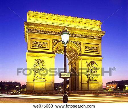 Stock Image - ARCH DE TRIOMPHE. PLACE CHARLES DE GAULLE. PARIS FRANCE. Fotosearch