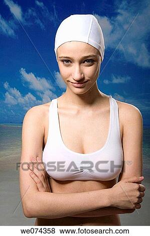 arms folded, brunette, beach, Arms crossed View Large Photo Image Stock Photo - arms folded, brunette, beach, Arms crossed. Fotosearch