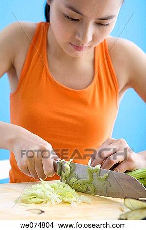 Picture - Asian, Chopping-board, Celery, board, ability. Fotosearch