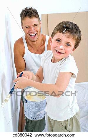 Stock Image - at-home, brush, boy, amusement. Fotosearch