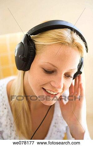 Stock Photo - attentive, Close-up, blond, attention. Fotosearch