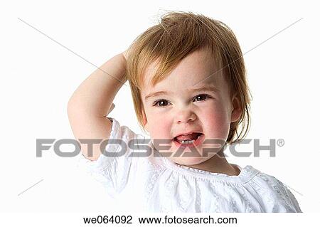 Stock Image - baby, Brown eye, brunette, child, childhood. Fotosearch