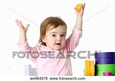 baby, child, brunette, Arms raised View Large Photo Image Stock Photo - baby, child, brunette, Arms raised. Fotosearch