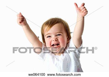 baby, child, brunette, Brown eye, Arms raised View Large Photo Image Stock Image - baby, child, brunette, Brown eye, Arms raised. Fotosearch