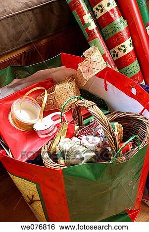 Stock Photograph - bag, Close-up, Christmas, basket, Adhesive tape. Fotosearch