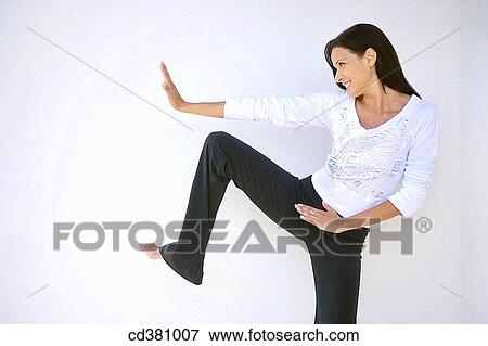 balance, barefoot, brunette, clipping path View Large Photo Image Stock Photo - balance, barefoot, brunette, clipping path. Fotosearch