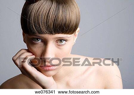 Stock Image - bang, beauty, Beauty Care, brunette. Fotosearch