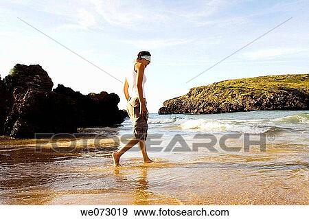 barefoot, coast, calm, beach, 20's View Large Photo Image Stock Photo - barefoot, coast, calm, beach, 20's. Fotosearch