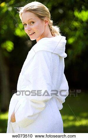 bathrobe, beauty, blond, Body care View Large Photo Image Stock Image - bathrobe, beauty, blond, Body care. Fotosearch