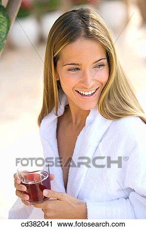 bathrobe, brown hair, chestnut hair View Large Photo Image Stock Image - bathrobe, brown hair, chestnut hair. Fotosearch