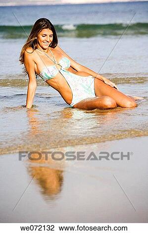 beach, brunette, body, beauty, 20's View Large Photo Image Stock Image - beach, brunette, body, beauty, 20's. Fotosearch