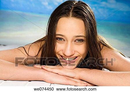 beach, brunette, Close-up View Large Photo Image Stock Image - beach, brunette, Close-up. Fotosearch