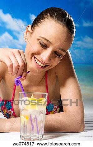 beach, brunette, cold drink View Large Photo Image Stock Photo - beach, brunette, cold drink. Fotosearch