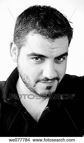 beard, black and white, black hair, Close-up View Large Photo Image Picture - beard, black and white, black hair, Close-up. Fotosearch