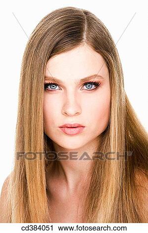 Stock Image - beauty, Beauty Care, blond, blue eyes. Fotosearch