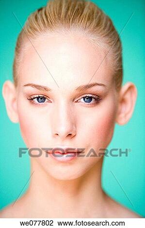 Stock Image - beauty, Beauty Care, blond, blue eyes. Fotosearch