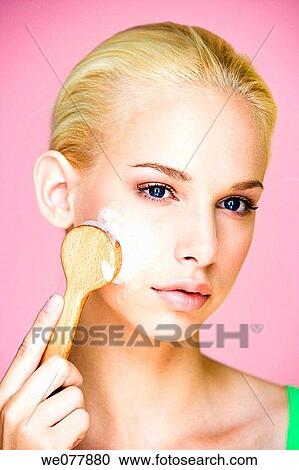 beauty, Beauty Care, blond, blue eyes, brush View Large Photo Image Stock Image - beauty, Beauty Care, blond, blue eyes, brush. Fotosearch