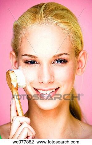 beauty, Beauty Care, blond, blue eyes, brush View Large Photo Image Stock Image - beauty, Beauty Care, blond, blue eyes, brush. Fotosearch