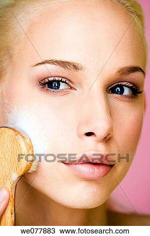 beauty, Beauty Care, blond, blue eyes, brush View Large Photo Image Stock Image - beauty, Beauty Care, blond, blue eyes, brush. Fotosearch