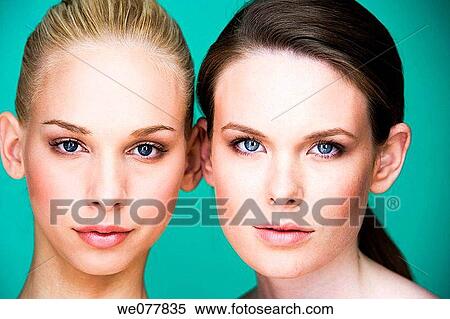 beauty, Beauty Care, blond, blue eyes, brunette View Large Photo Image Stock Photography - beauty, Beauty Care, blond, blue eyes, brunette. Fotosearch
