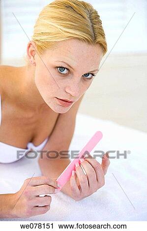 Stock Image - beauty, Beauty Care, blond, Body care. Fotosearch