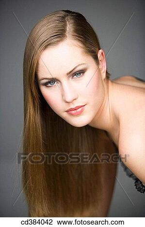 beauty, Beauty Care, blue eyes, brown hair View Large Photo Image Stock Image - beauty, Beauty Care, blue eyes, brown hair. Fotosearch