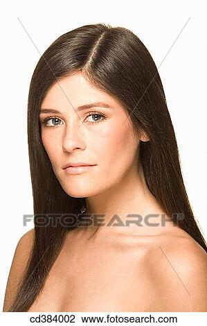 Stock Image - beauty, Beauty Care, blue eyes, brunette. Fotosearch
