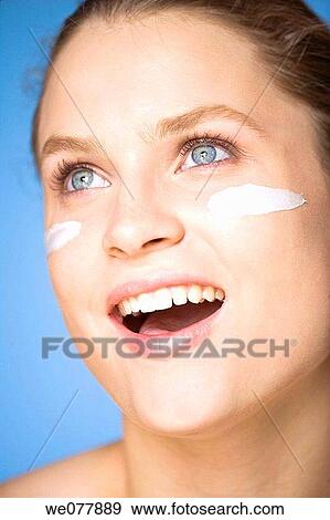 Stock Photo - beauty, Beauty Care, blue eyes, cheek. Fotosearch