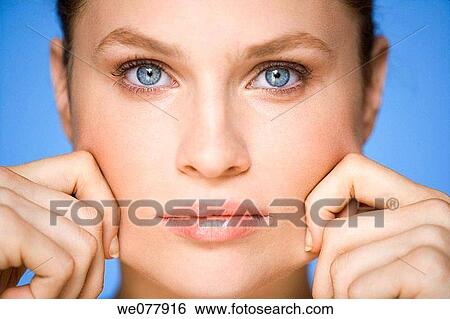Stock Photograph - beauty, Beauty Care, blue eyes, cheek. Fotosearch