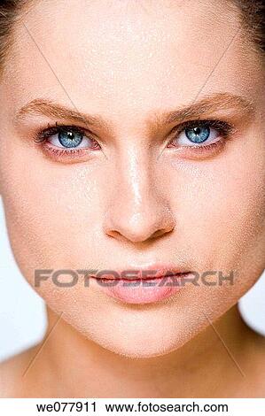 Stock Image - beauty, Beauty Care, blue eyes, Close-up. Fotosearch
