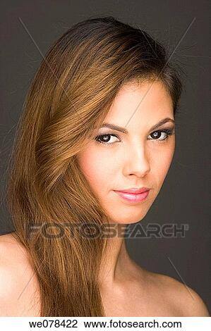 Stock Image - beauty, Beauty Care, Brown eye, brown hair. Fotosearch