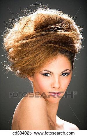Stock Photography - beauty, Beauty Care, Brown eye, brown hair. Fotosearch