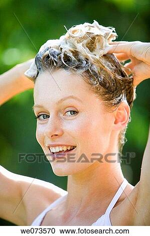 Stock Image - beauty, blond, clean, cleanliness. Fotosearch