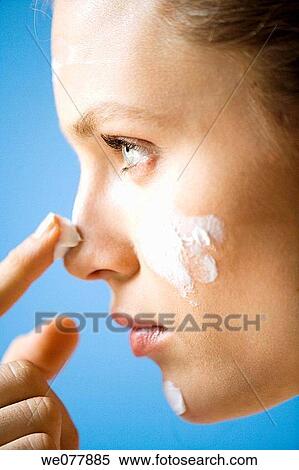 Stock Photography - beauty, blue eyes, Beauty Care, apply. Fotosearch
