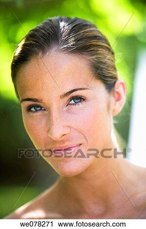 beauty, blue eyes, brown hair View Large Photo Image Stock Image - beauty, blue eyes, brown hair. Fotosearch