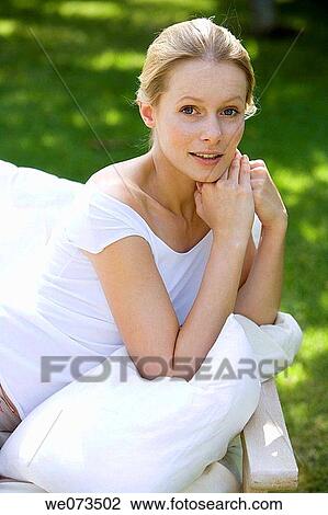 beauty, calm, blond, armchair View Large Photo Image Stock Image - beauty, calm, blond, armchair. Fotosearch