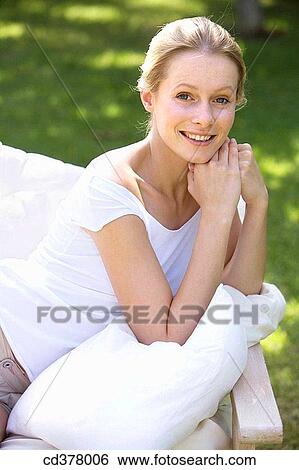 beauty, calm, blond, armchair View Large Photo Image Stock Photograph - beauty, calm, blond, armchair. Fotosearch